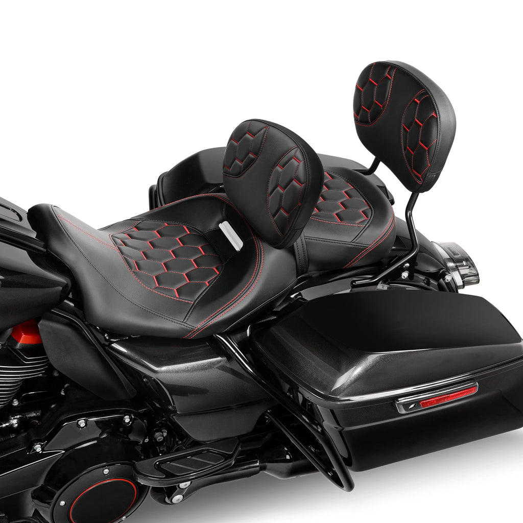 Driver Passenger Seats & Rider Backrest Pad for Harley Touring Street Glide (2009–2023)