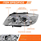 LED HID Projector Headlights for BMW 328i/335i xDrive/335d (2007–2012)