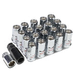 Set of 16 Steel Chrome Lug Nuts + Key M12x1.25 for Open-End Rims