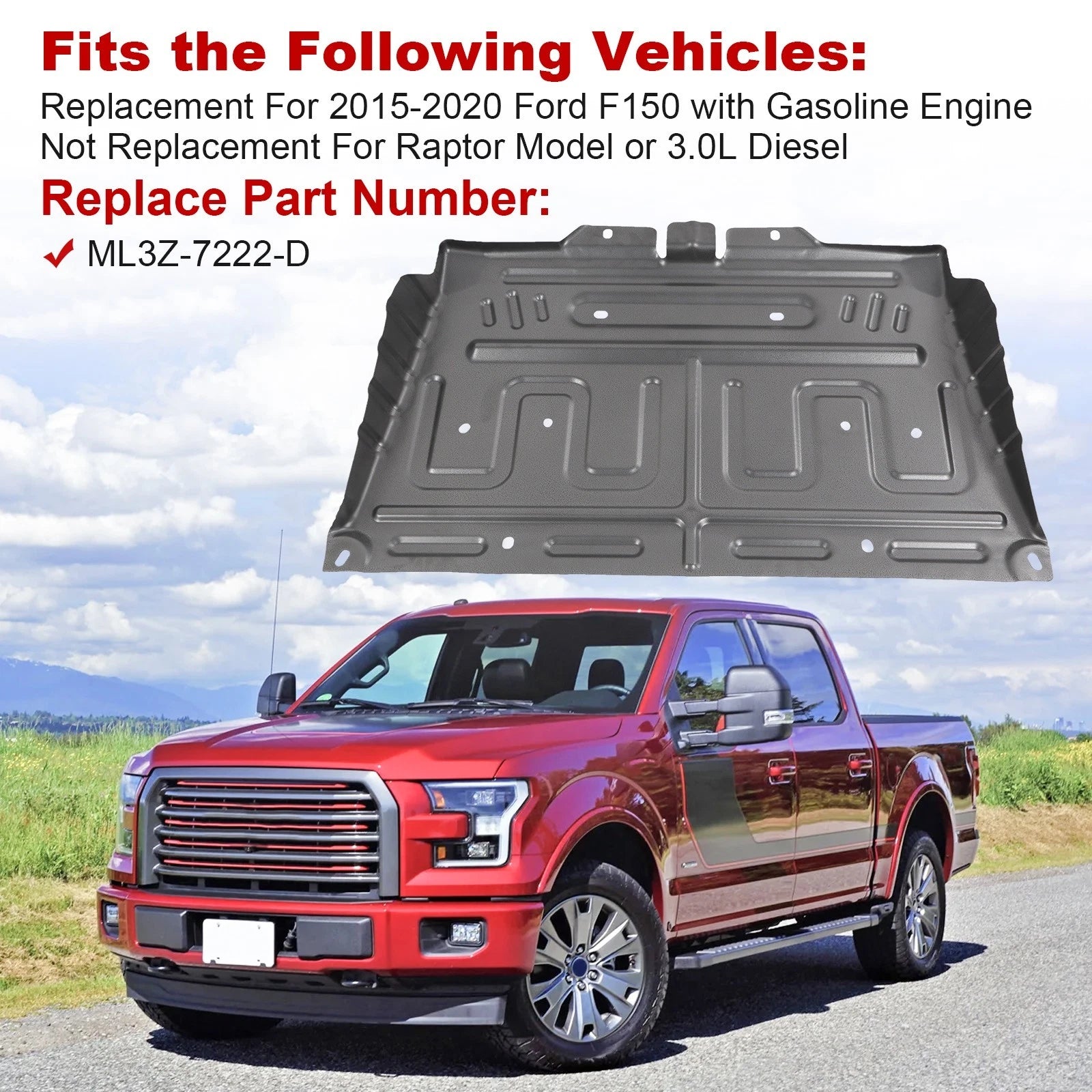 Manganese Steel Splash Panel Shield for Ford F-150 (2015-2024)