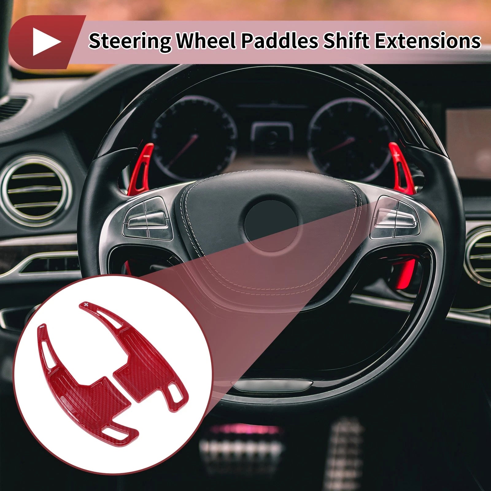Set of 2 Red Plastic Steering Wheel Paddles for Ford Mustang (2015–2023)
