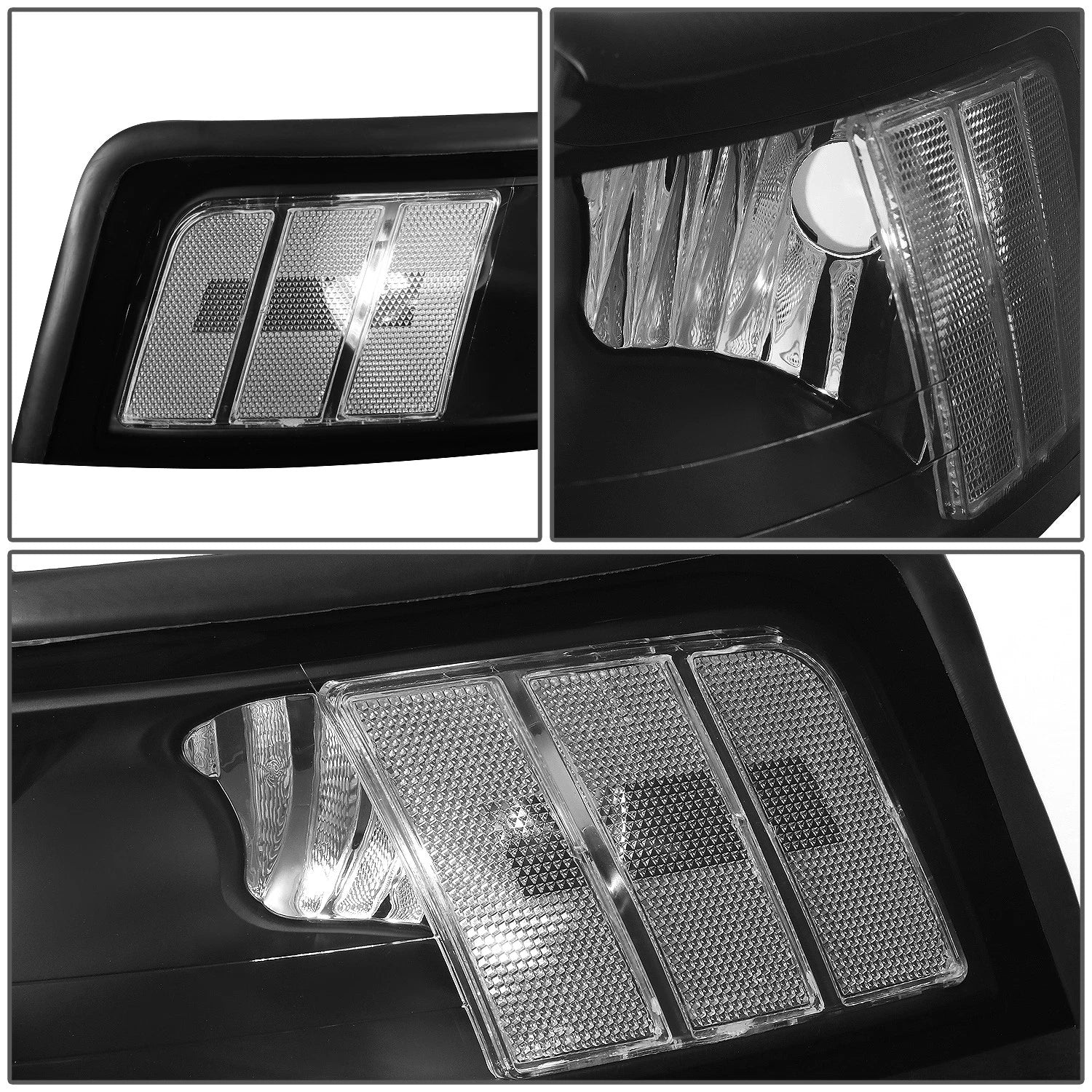 Pair of Black/Clear Corner Headlights for Ford Mustang (1999–2004)