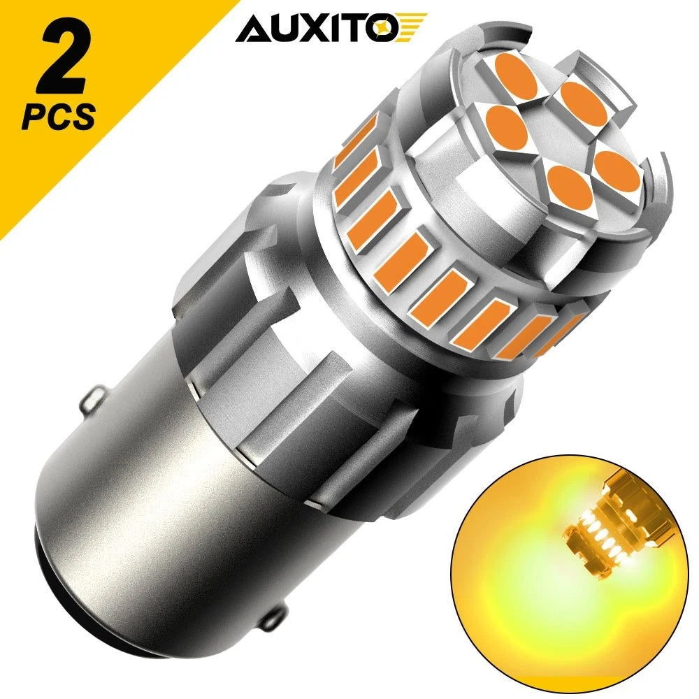 2X 1156 BA15S Amber LED Turn Signal Bulbs for