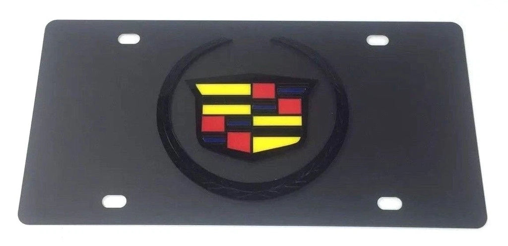 Cadillac Vanity License Plate Black With Hood Emblem Crest for CTS (2014–2019)