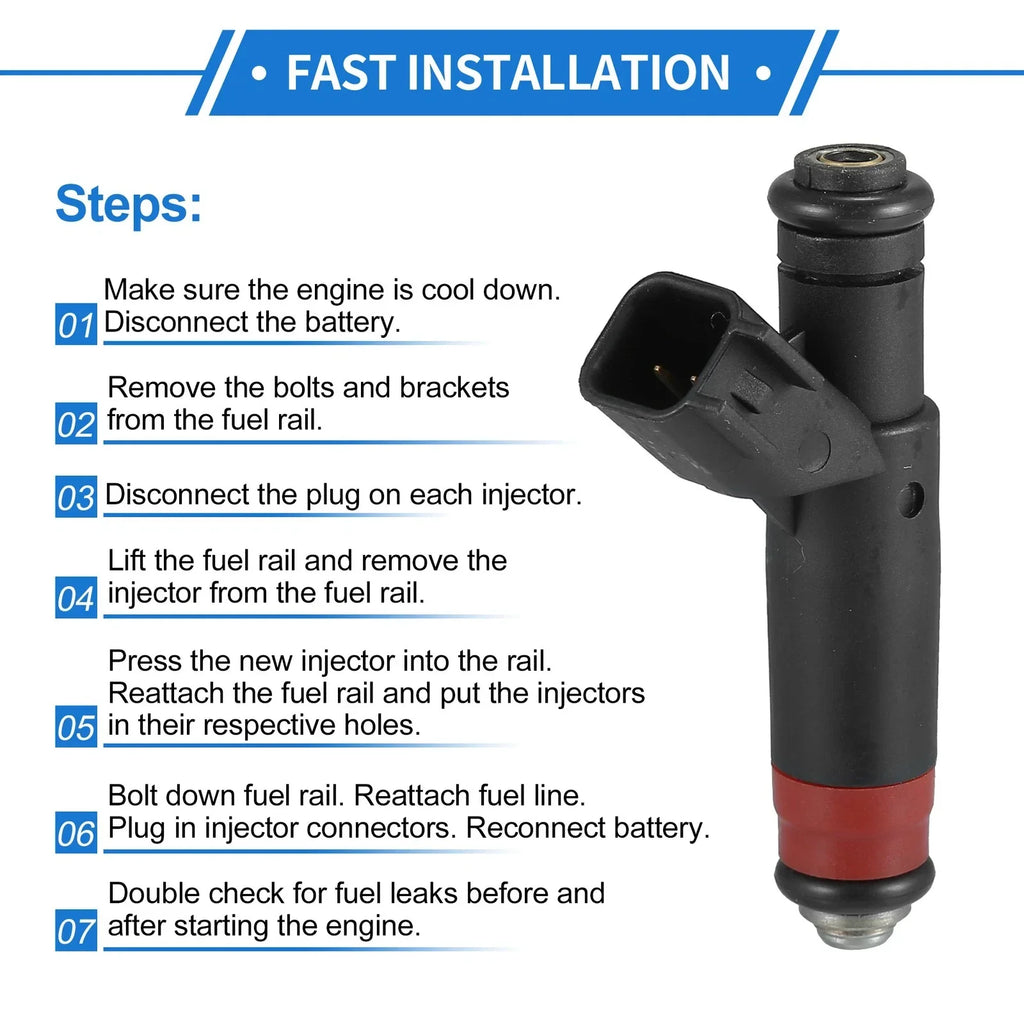 Fuel Injector 8 x No.53032145AA for Dodge Dakota (2001-2003) 4.7L Black