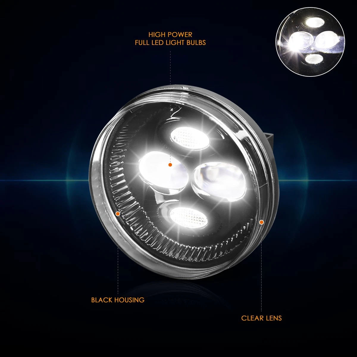 Clear Lens LED Projector Fog Light Lamp for GMC Sierra 1500-3500 (2007–2014)