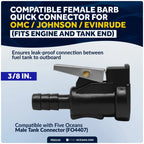 3/8-Inch Barb Female Fuel Line Quick Connector for OMC Johnson Evinrude (N/A)