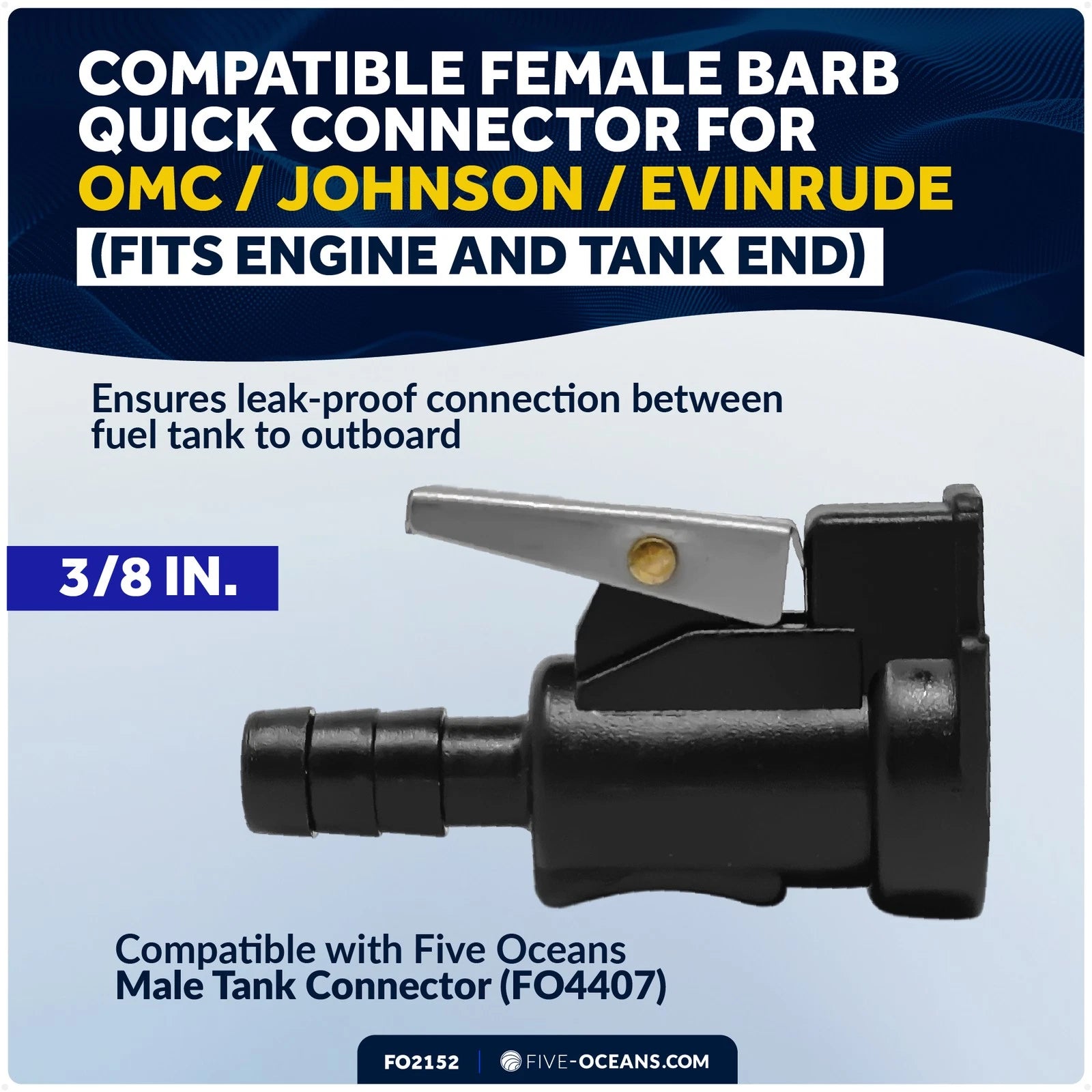 3/8-Inch Barb Female Fuel Line Quick Connector for OMC Johnson Evinrude (N/A)