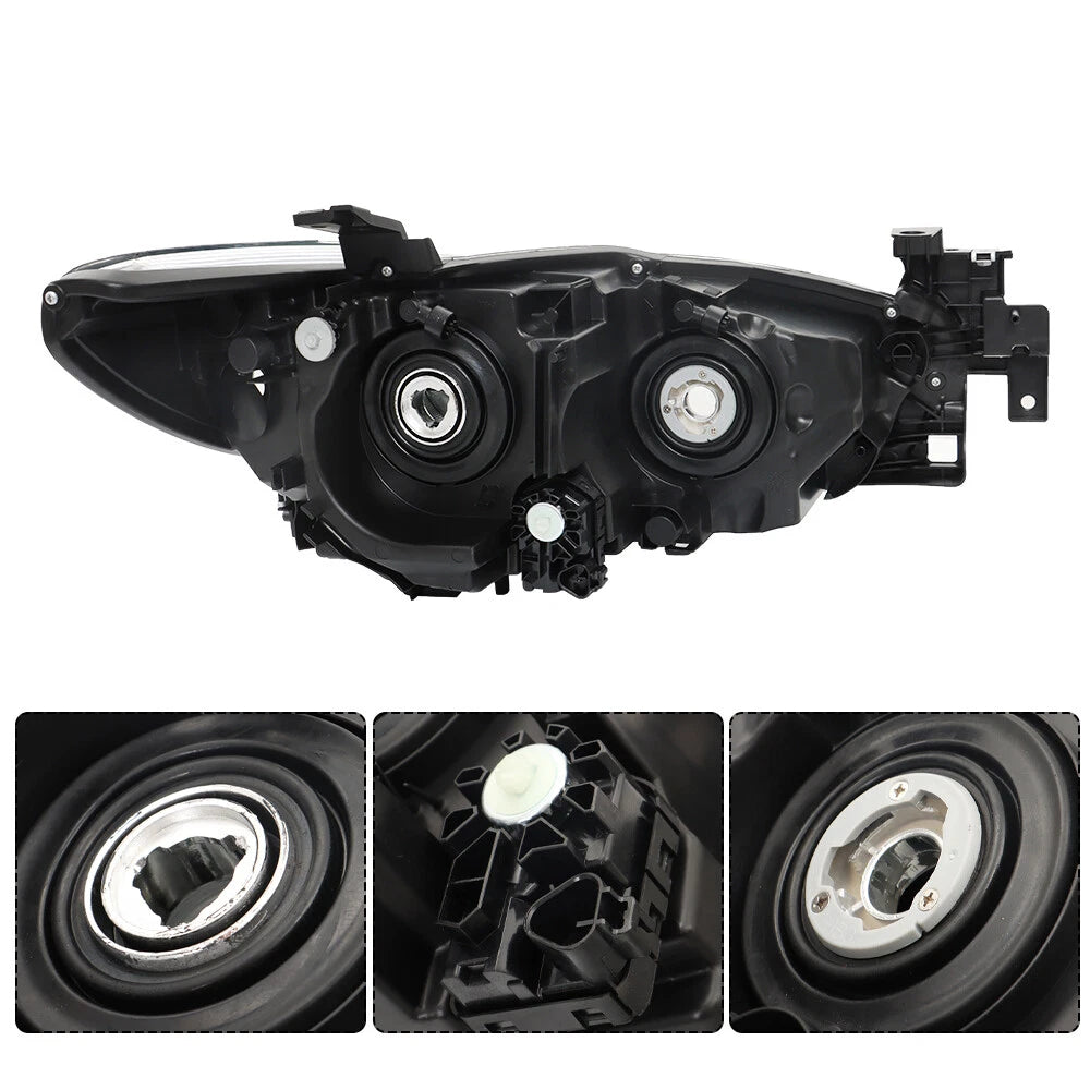 Left Headlight for Mazda 6 (2014–2017) Clear Lens Halogen Black