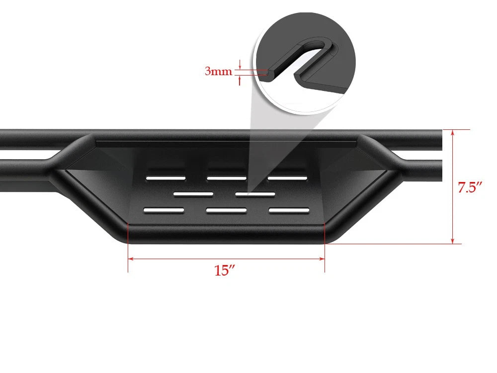 Black Side Step Nerf Bars for Chevy Silverado GMC Sierra (2007-2018)
