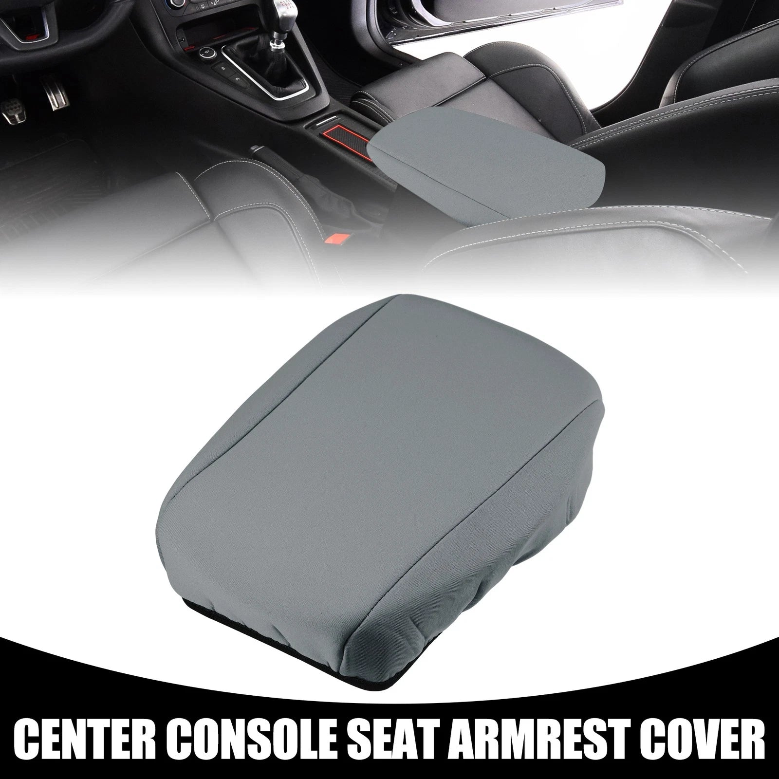 Center Console Lid Armrest Cover for Ford Focus (2010–2015) Neoprene Gray