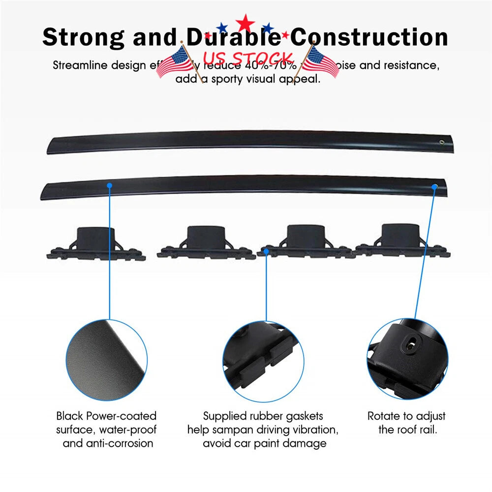 Set of 2 Aluminum Roof Rack Cross Bars for Toyota Highlander (2008–2013)