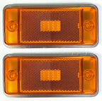 Front Amber LED Side Markers Pair with Aluminum Low Bezels for Ford Bronco (1970–1977)