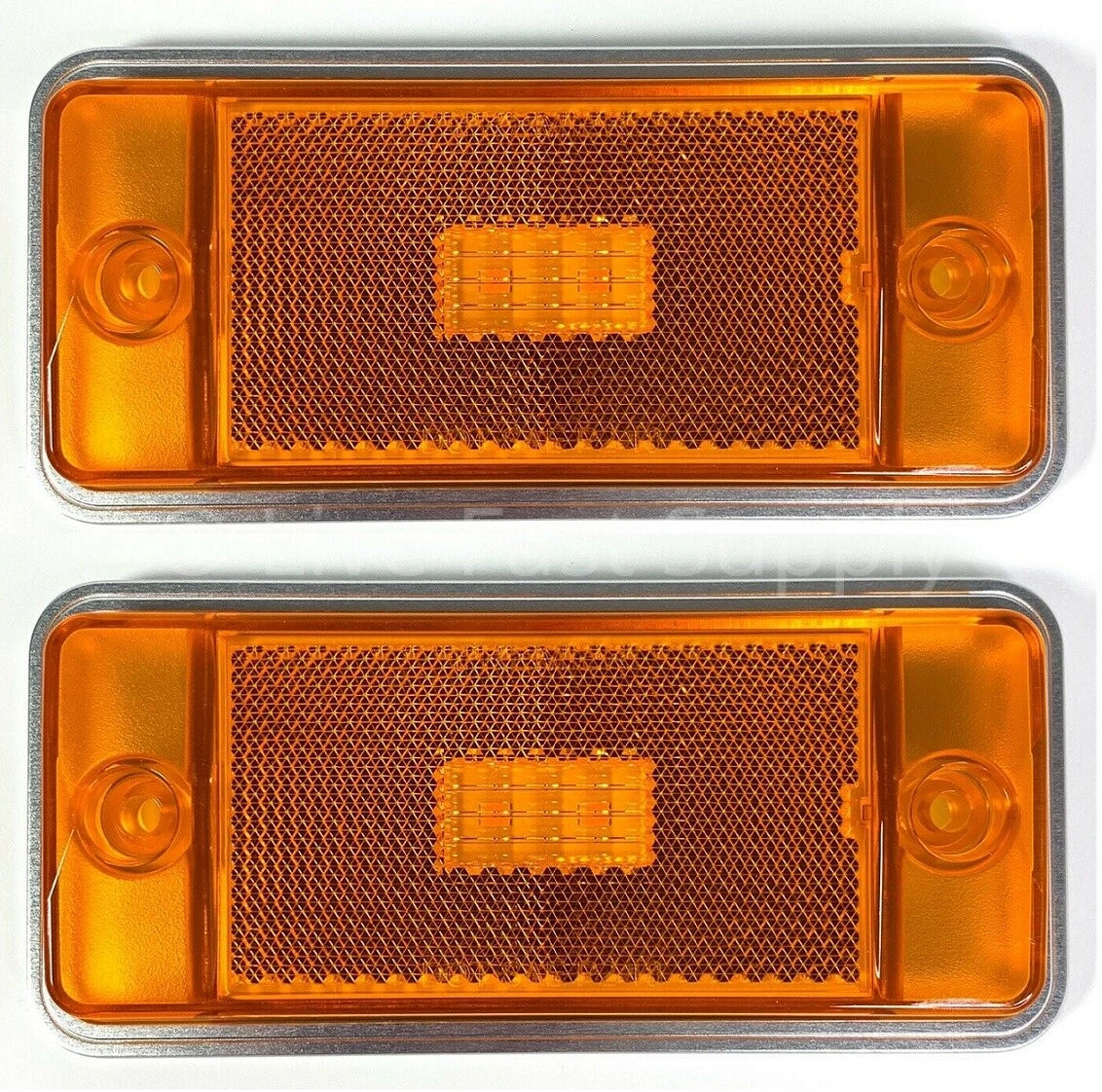 Front Amber LED Side Markers Pair with Aluminum Low Bezels for Ford Bronco (1970–1977)