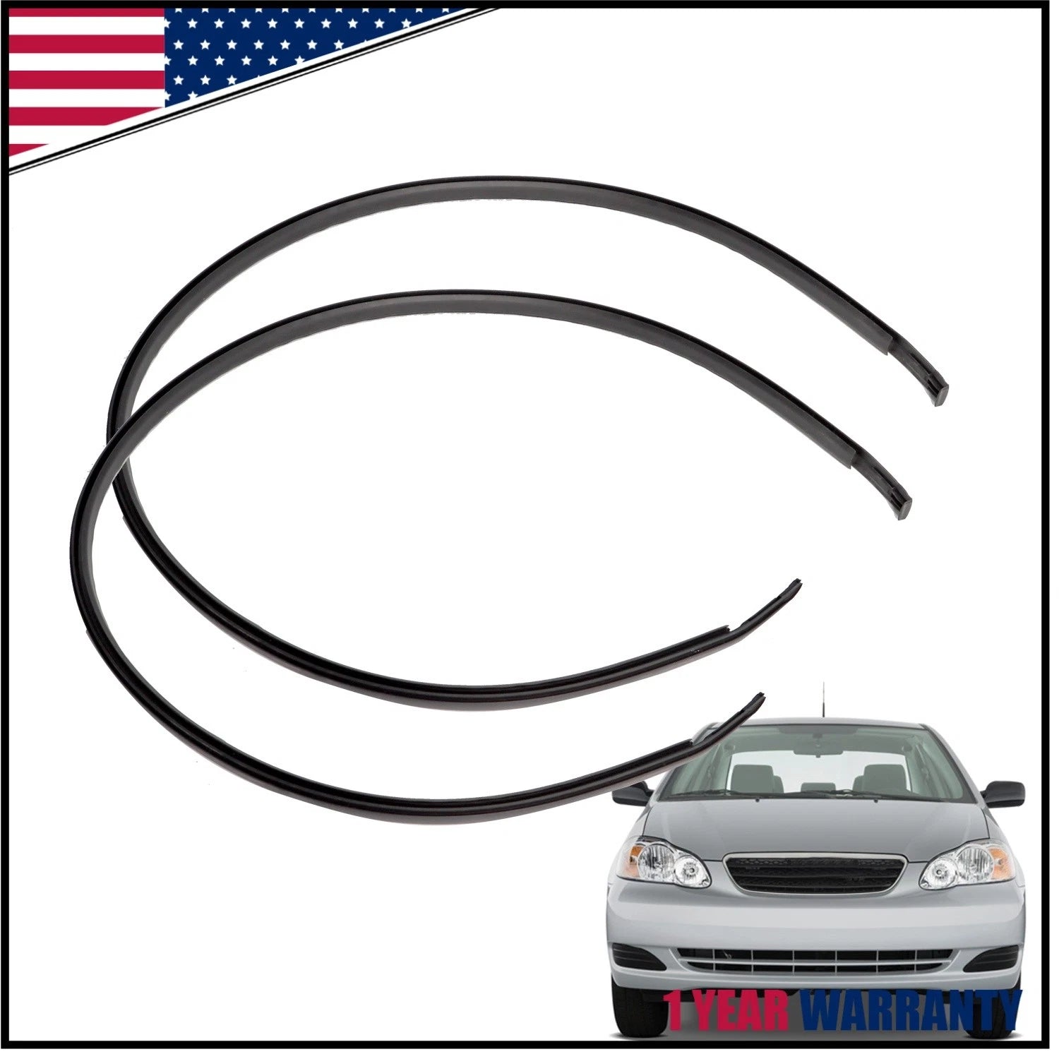 2X Rubber Roof Drip Molding Weatherstrip Trim Kit for Toyota Corolla (2003–2008)