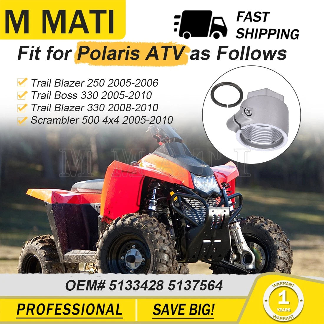 Axle Nut for Polaris Scrambler 500, Trail Blazer, Trail Boss (2005–2010)