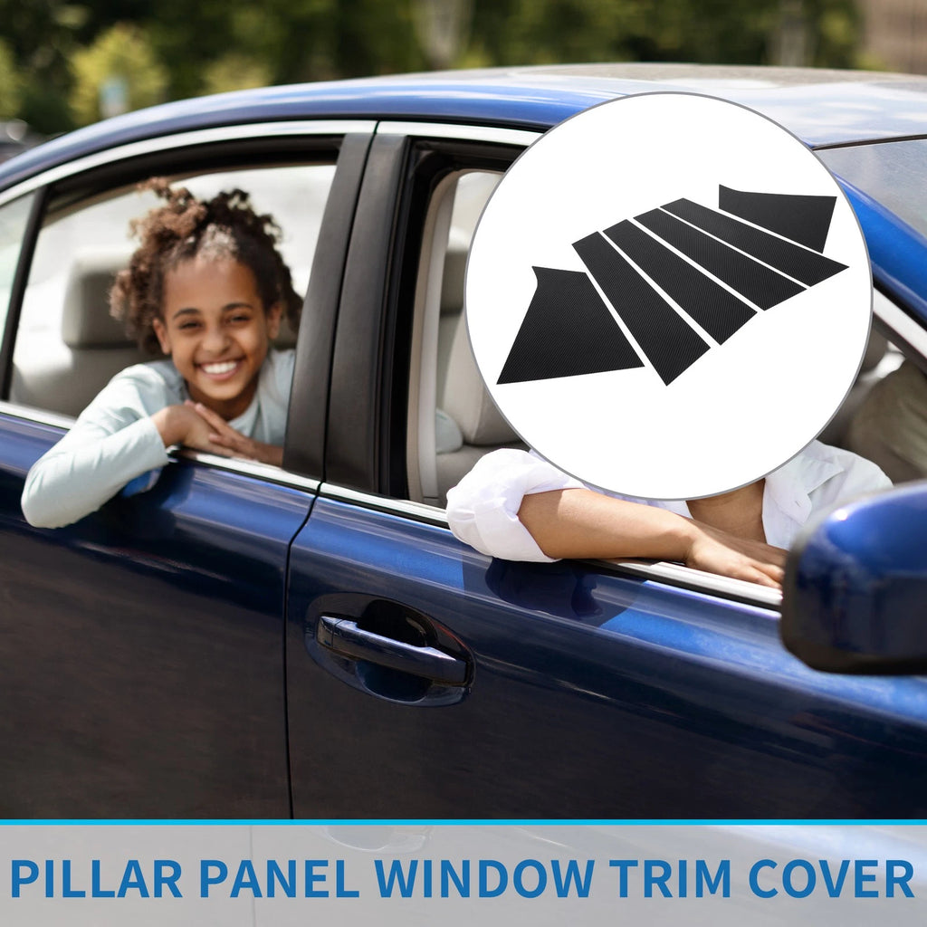 Set of 6 Car Pillar Window Trim Covers for Chevrolet Malibu (2016–2023) Black Carbon Fiber