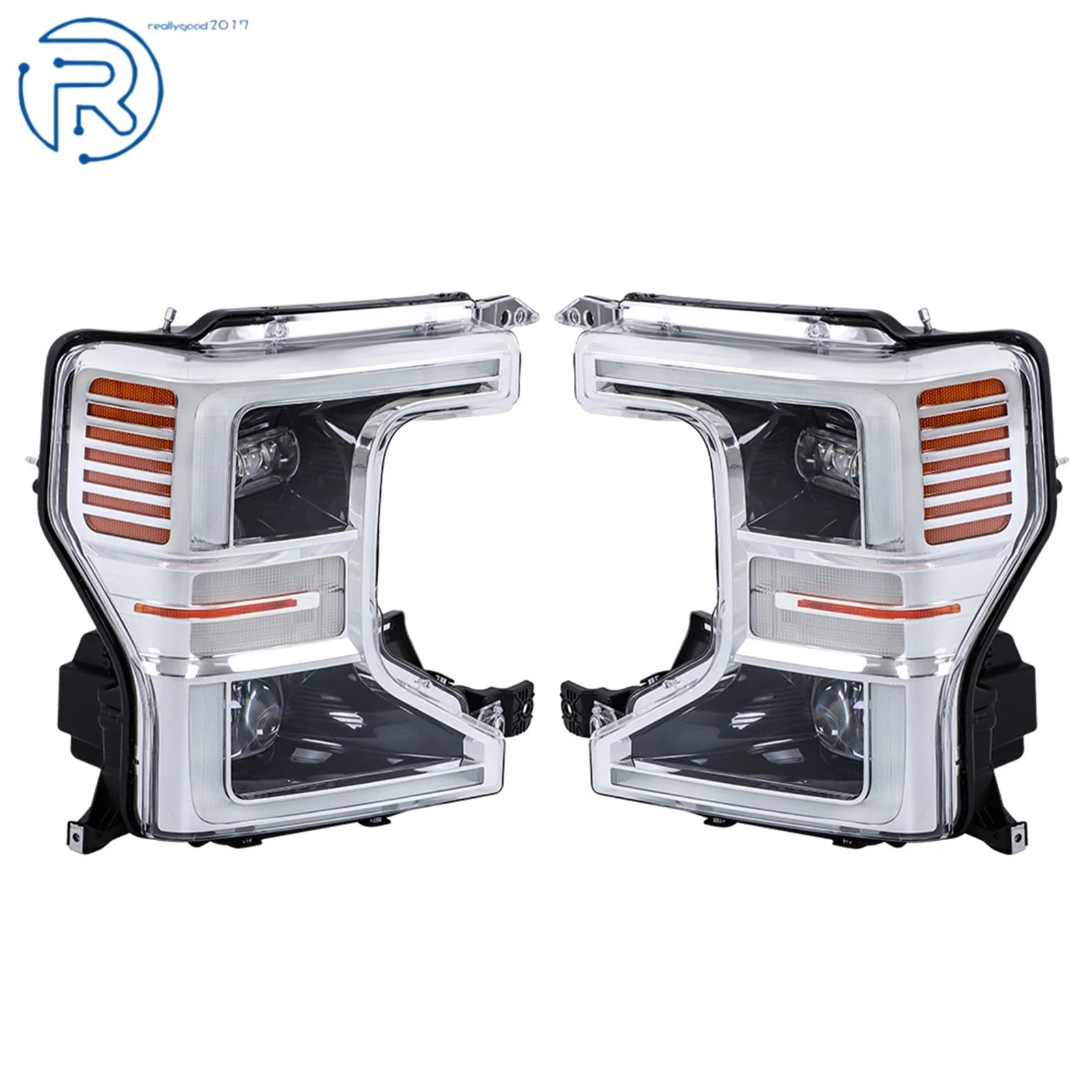 2X Chrome LED Headlamps for Ford F250 F350 Super Duty (2020–2022)