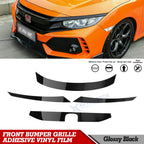 Glossy Black KK Vinyl Front Grille Chrome Delete for Honda Civic (2016–2021)