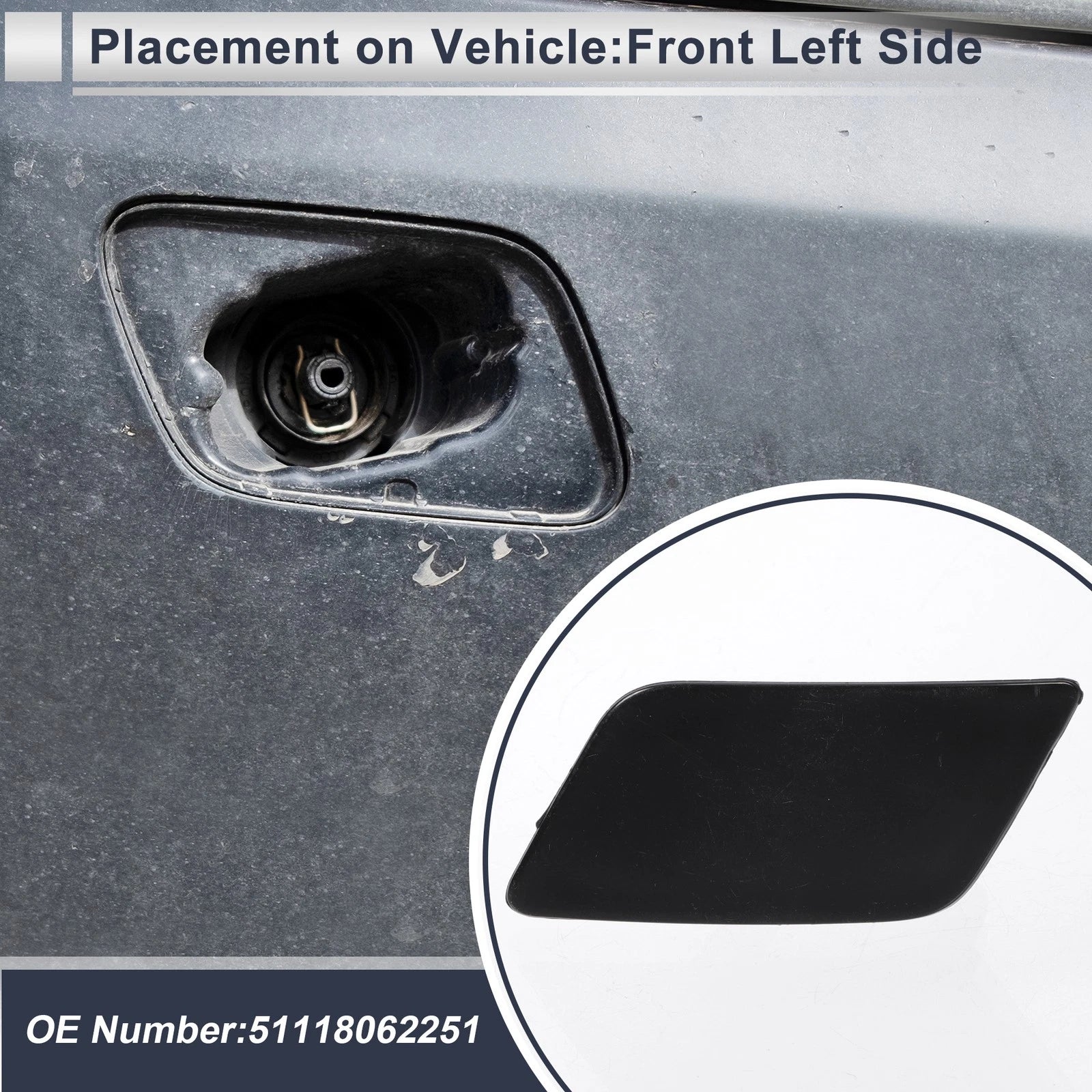 Front Left Headlight Washer Nozzle Cover Cap for BMW 335i GT (2012–2019)