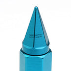 Set of 20 M12X1.5 90mm Tall Sky Blue Aluminum Spiked Lug Nuts + Adapter