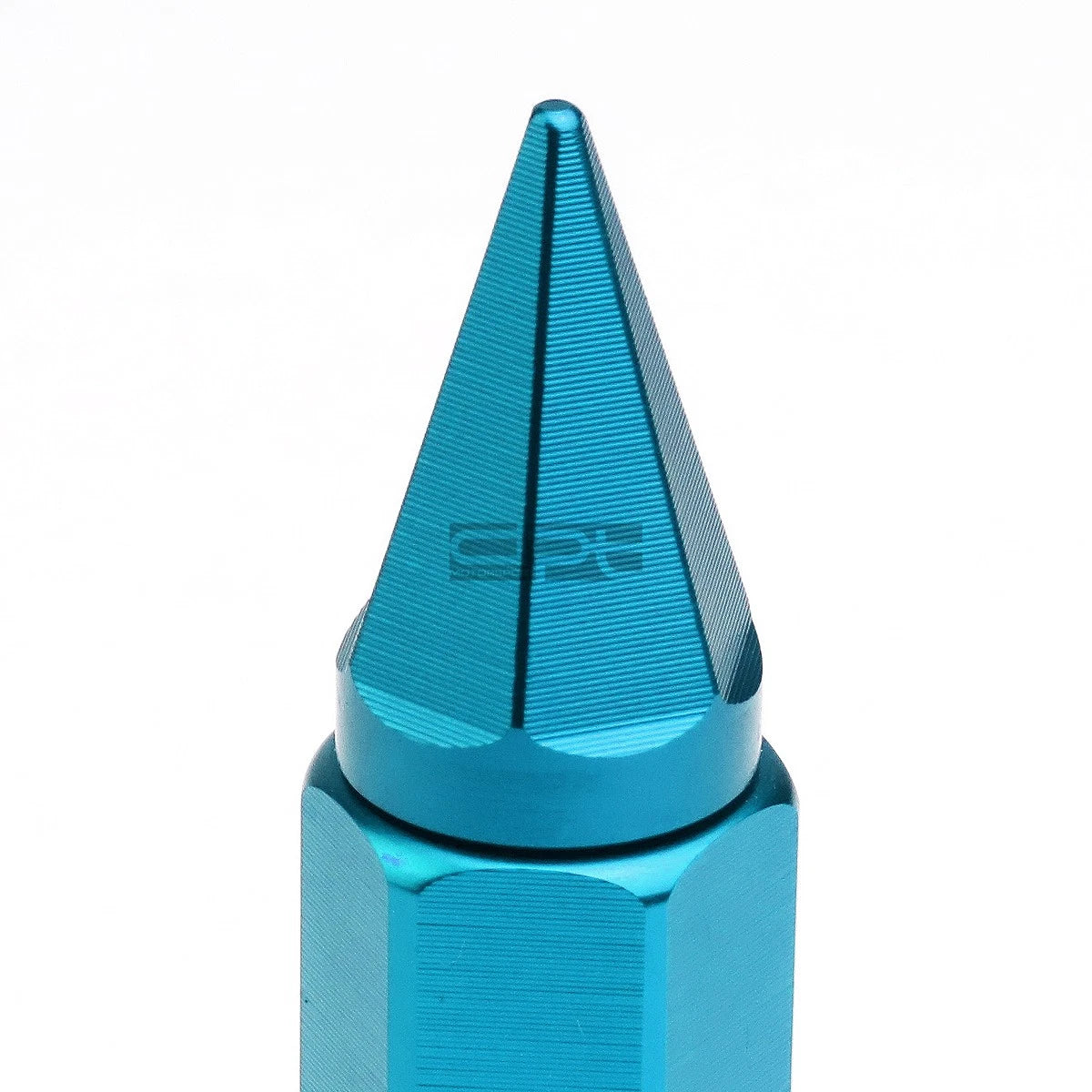 Set of 20 M12X1.5 90mm Tall Sky Blue Aluminum Spiked Lug Nuts + Adapter