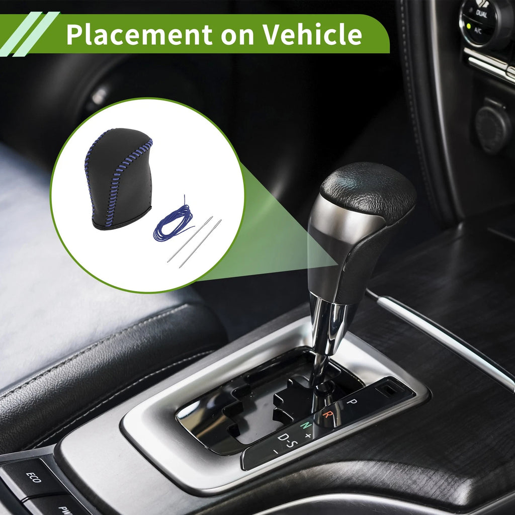 Gear Shift Knob Cover for Lexus NX300 (2014–2021) Black Blue Faux Leather