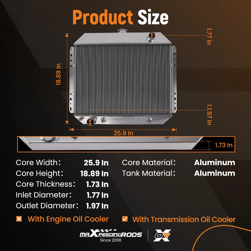 3 Row Radiator for Ford F-Series Truck Bronco