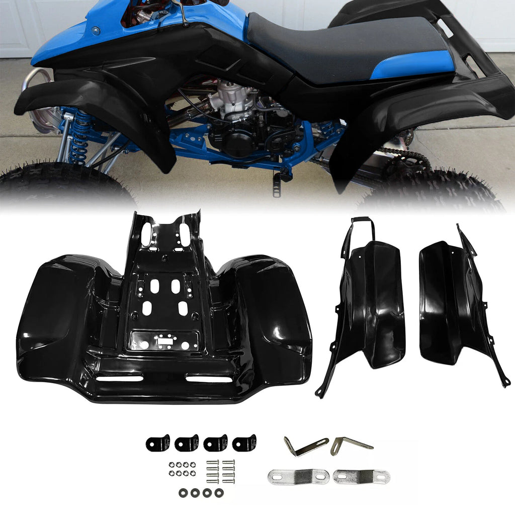 Set of 2 Black Front & Rear Fenders for Honda TRX250R (1986–1989)