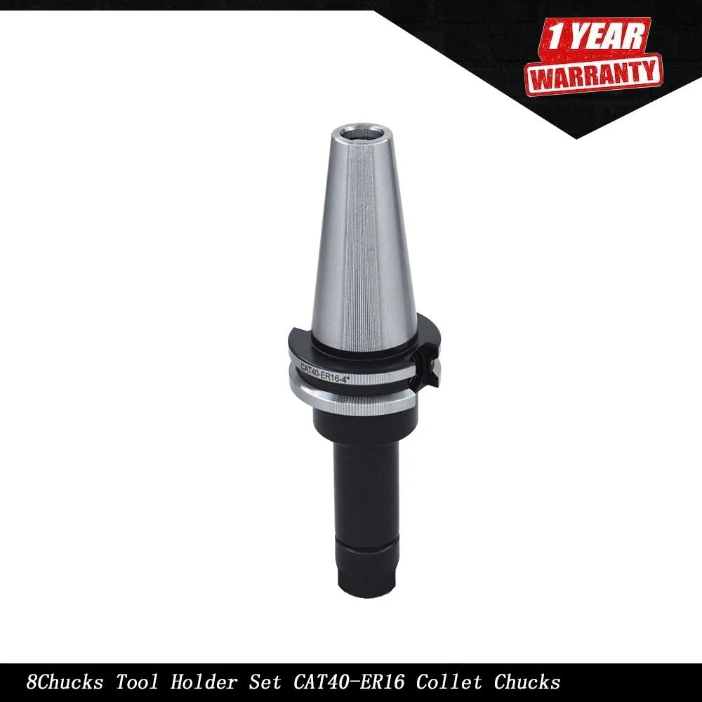 Set of 8 Tool Holders for CAT40-ER16 (4" Gage Length)