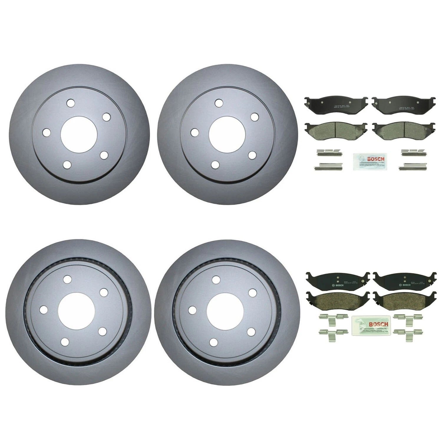 Front Rear Brake Kit Disc Rotors & Ceramic Pads for Dodge Ram 1500 (2002–2023)