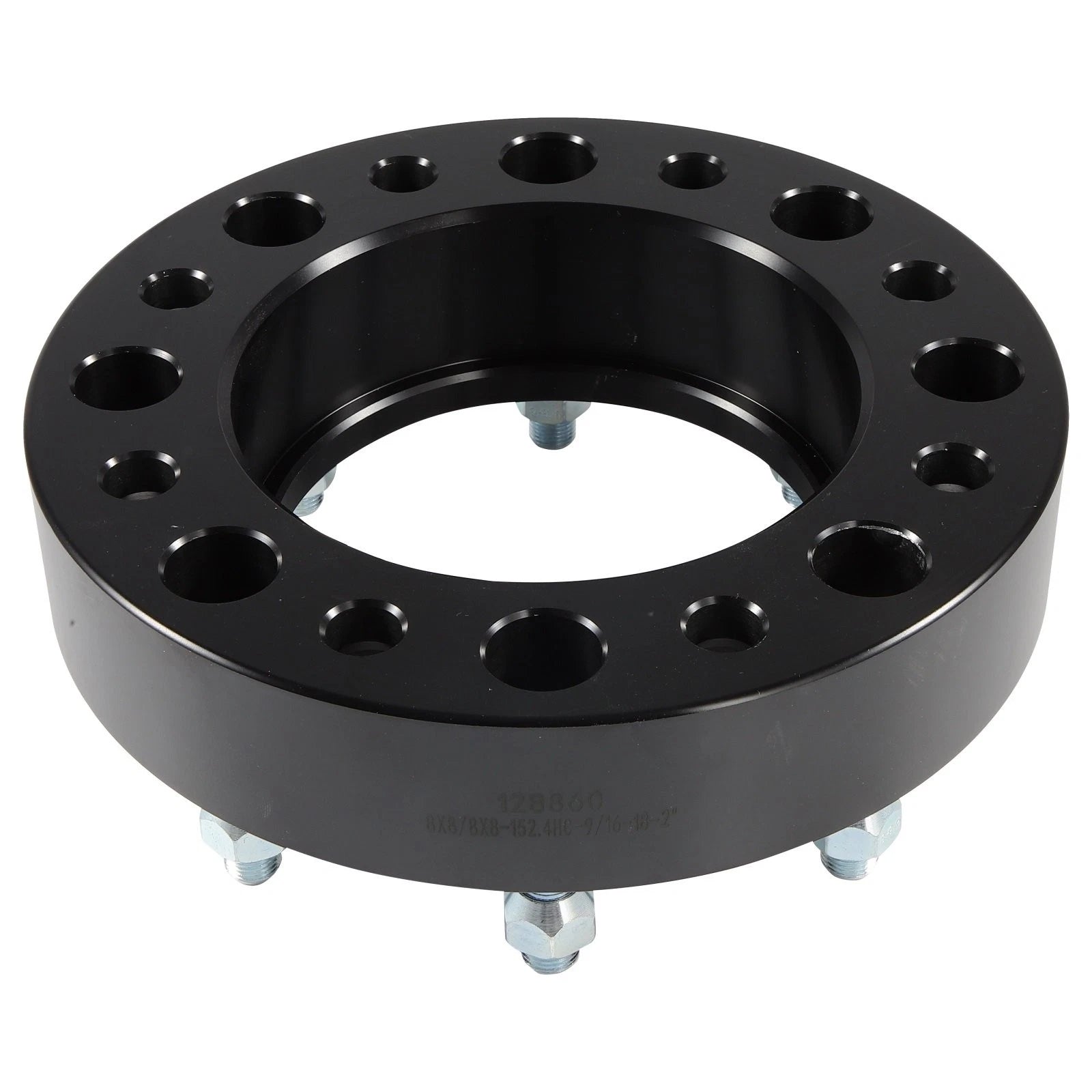 Set of 4 Wheel Spacers 2" for Bobcat Case CAT 8 Lug (8x8") 9/16x18 Black