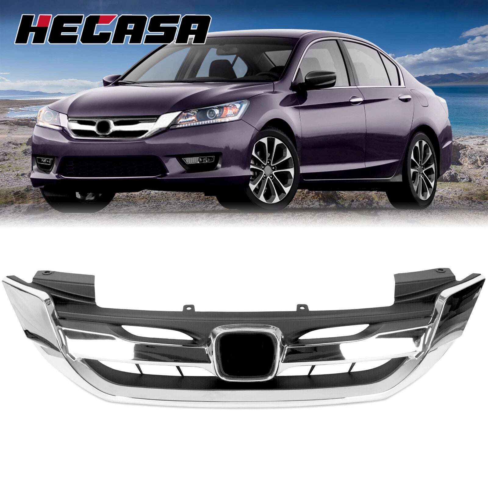 Chrome Front Hood Grille for Honda Accord 9th Gen (2013–2015)