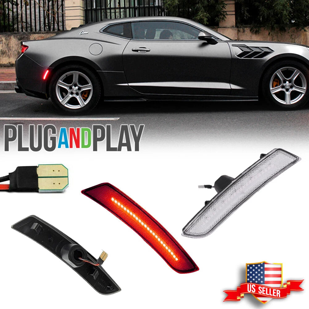 Clear Red LED Rear Side Marker Lights for Chevrolet Camaro (2016–2023)