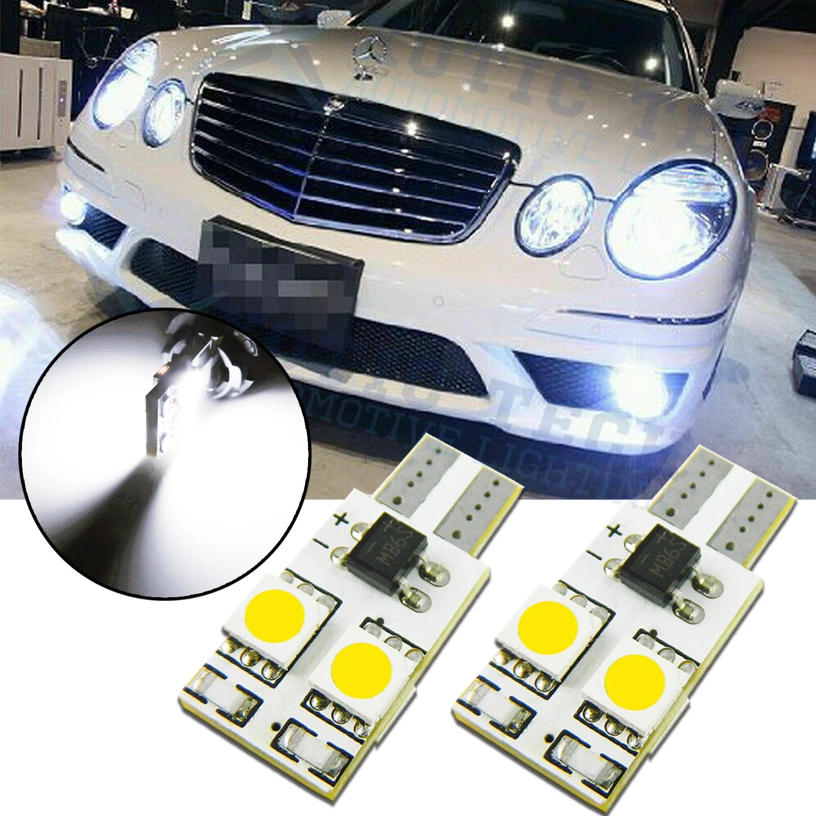 2x Xenon White Canbus Error Free W5W 2825 LED Parking Lights for Mercedes (2017–2017)
