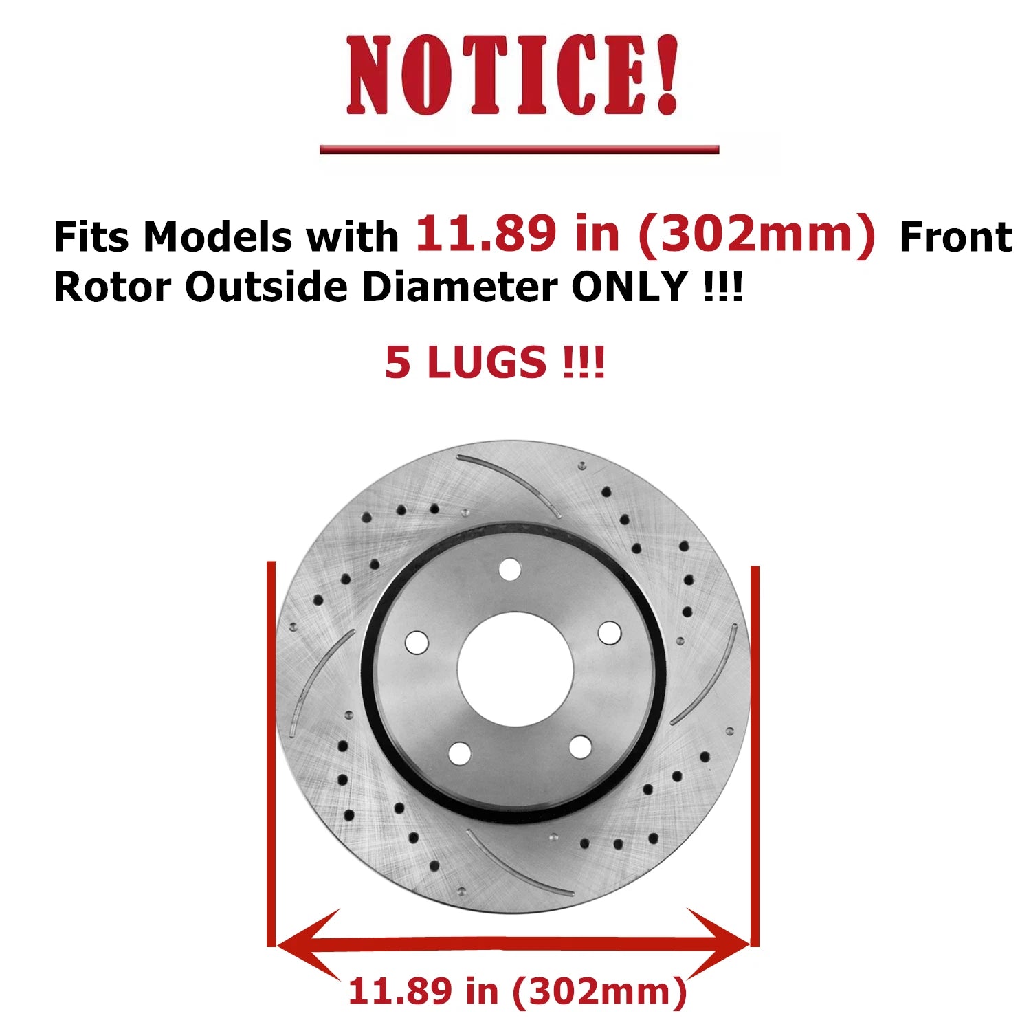 Set of 2 Drilled Brake Rotors & Ceramic Pads for Dodge Grand Caravan (2008–2020)