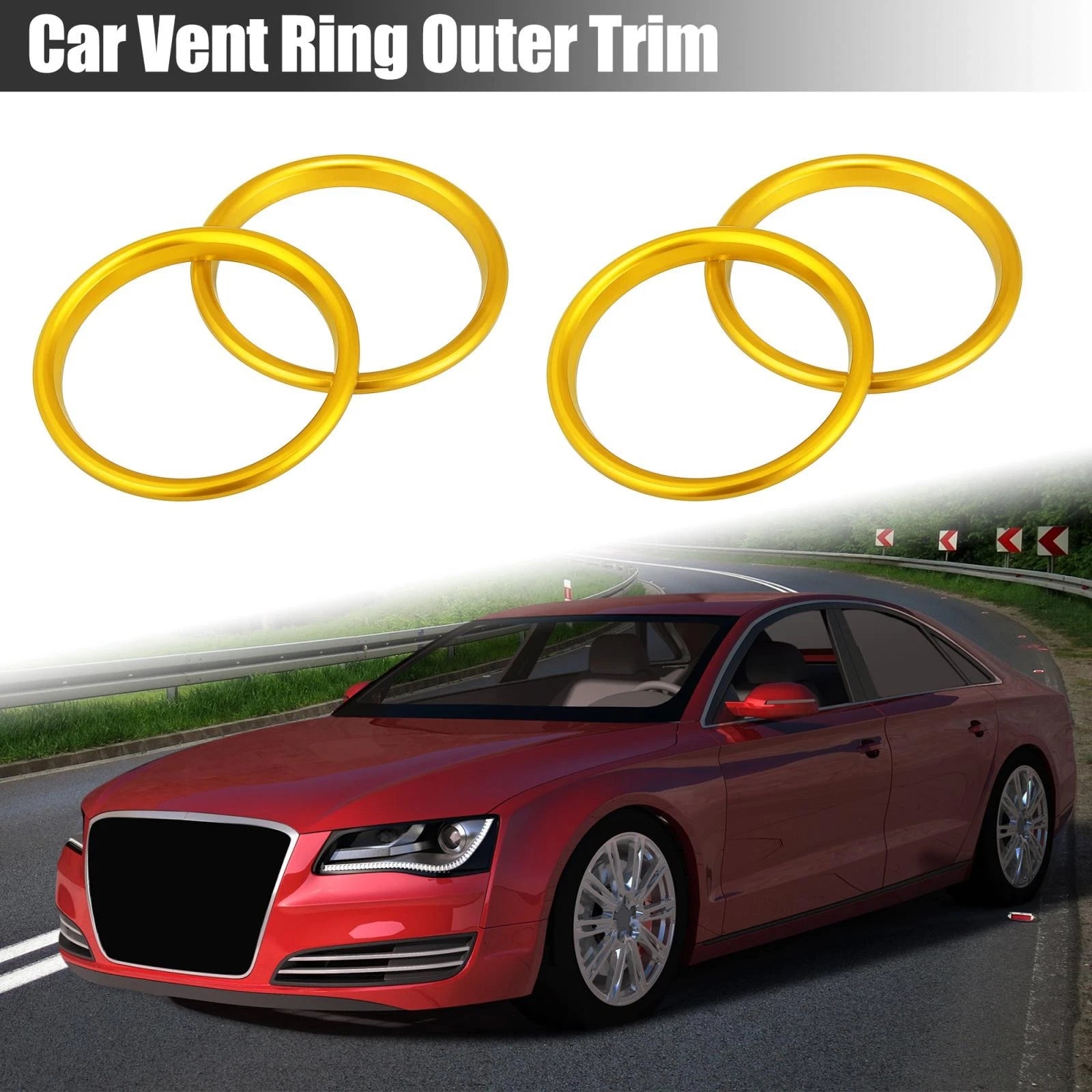 Set of 4 Gold Tone Air Vent Outer Trim for Audi A3 S3 Q2L (2013–2021) 782685683739