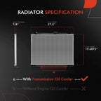 Radiator with Transmission Oil Cooler for Mitsubishi Montero (2003–2006)