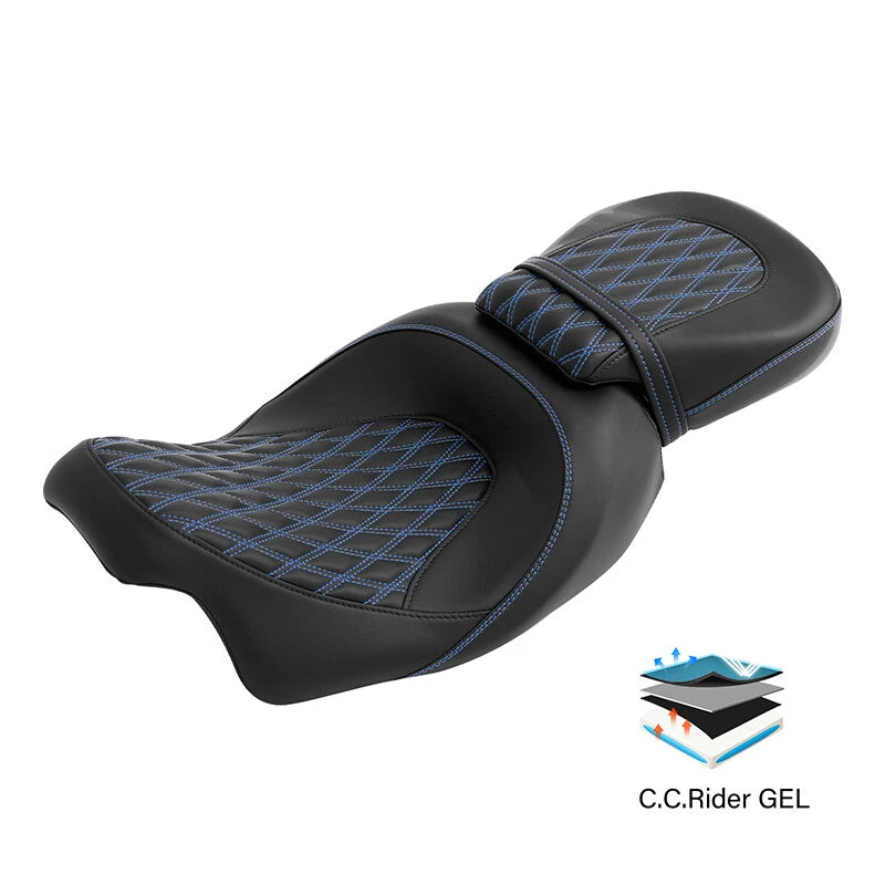 Gel Seats for Harley Street Glide (2009–2023) - Black/Blue