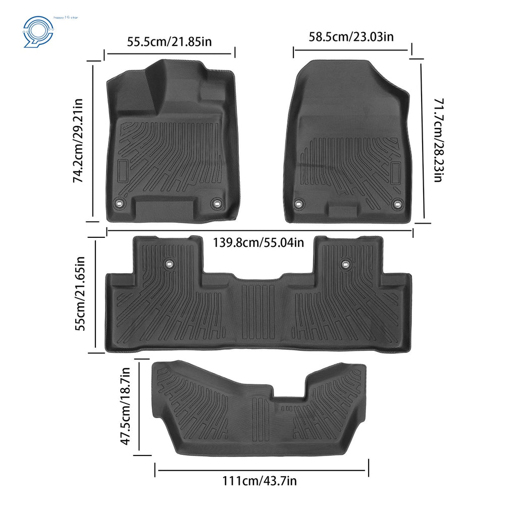 Set of 4 TPE Rubber Black All Weather Floor Mats for Acura MDX (2014–2020)