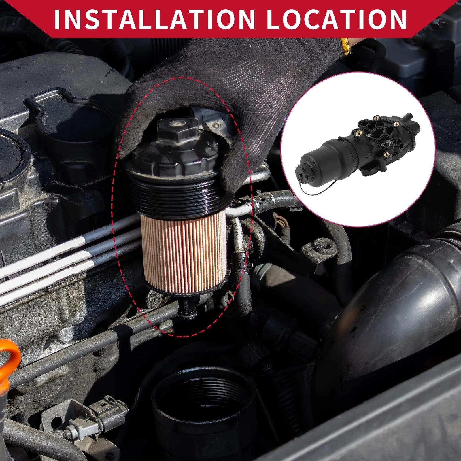 Engine Oil Cooler Filter Housing for Volkswagen Jetta (2006–2010) No. 06D115397K