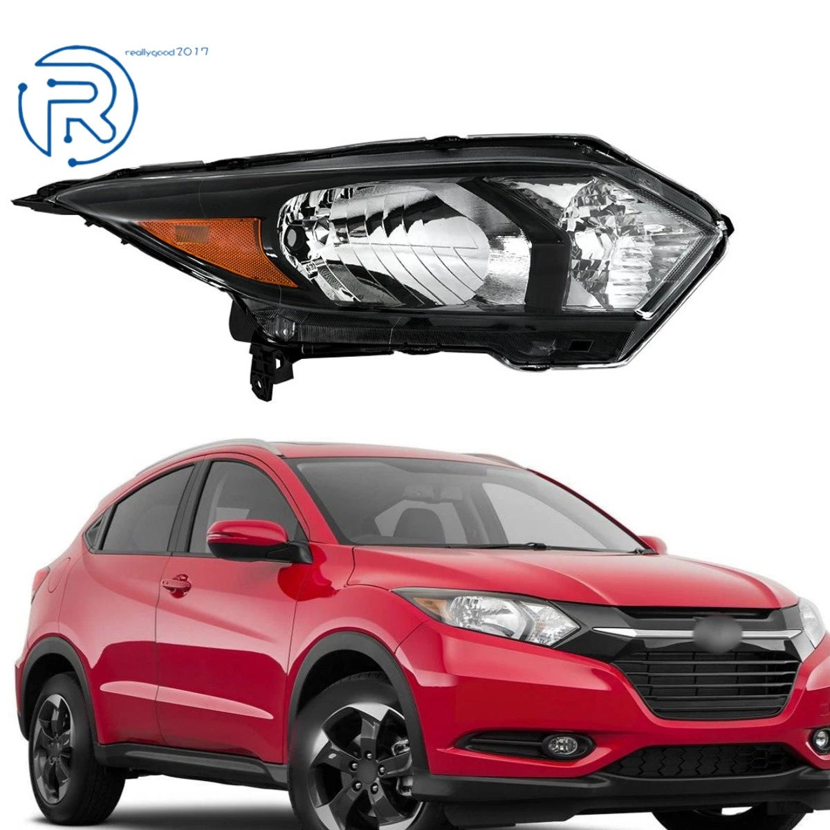 Right Black Halogen Headlight for Honda HR-V (2016–2018)