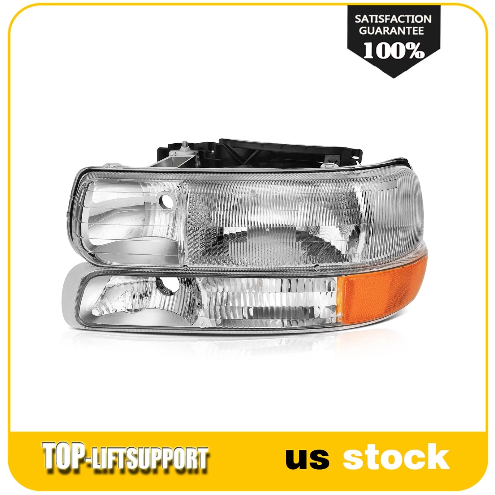 Set of 2 Headlights for Chevy Silverado 1999–2002, Suburban Tahoe 2000–2006