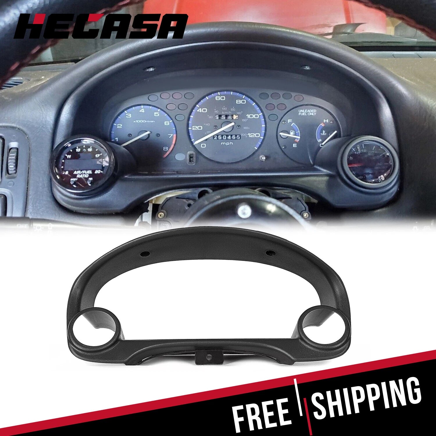 Dual Gauge Cluster Pod Bezel 52mm-60mm for Honda Civic Si EK EM1 (1996–2000)