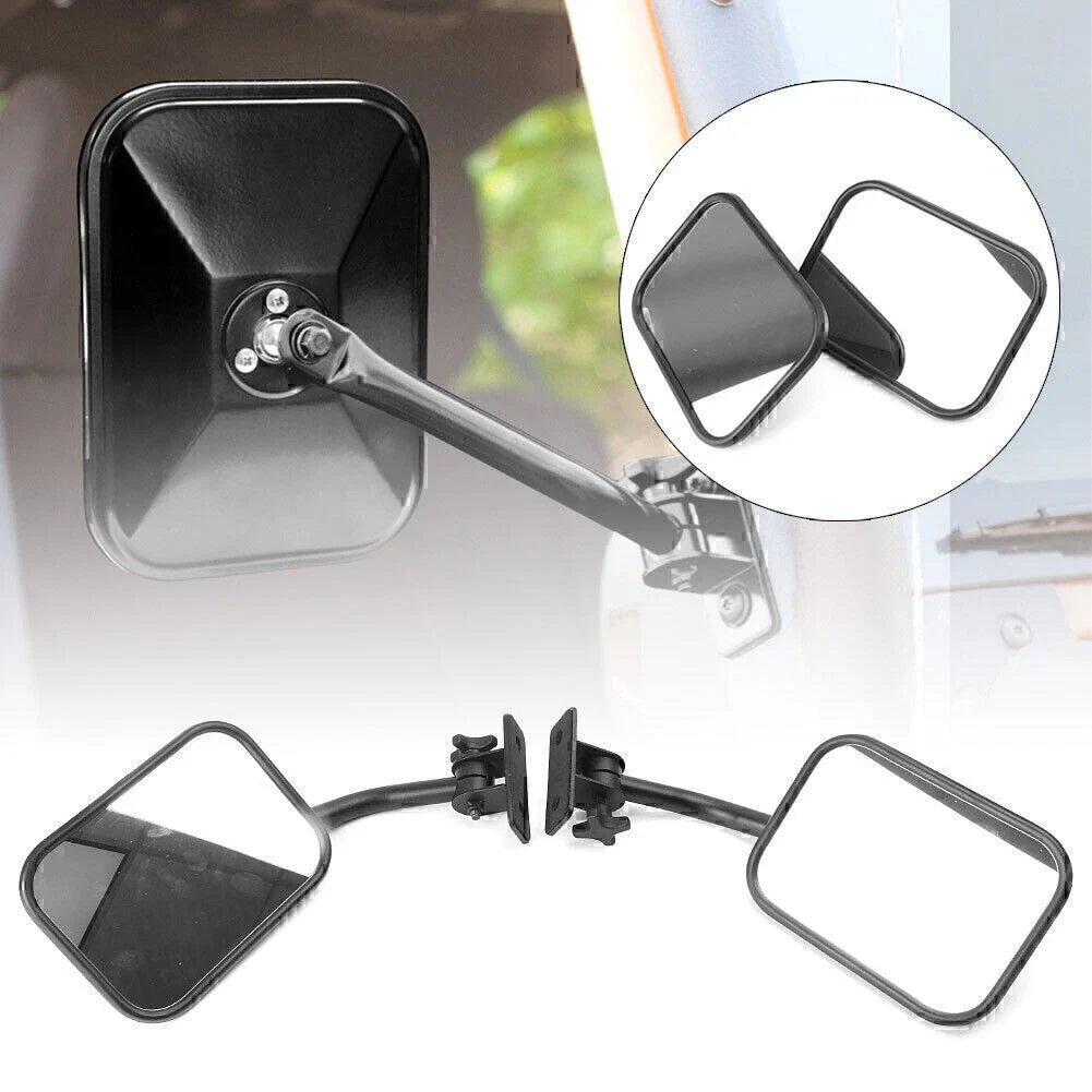 Rearview Mirrors for Jeep Wrangler TJ & JK (1997-2017) Black Rectangular