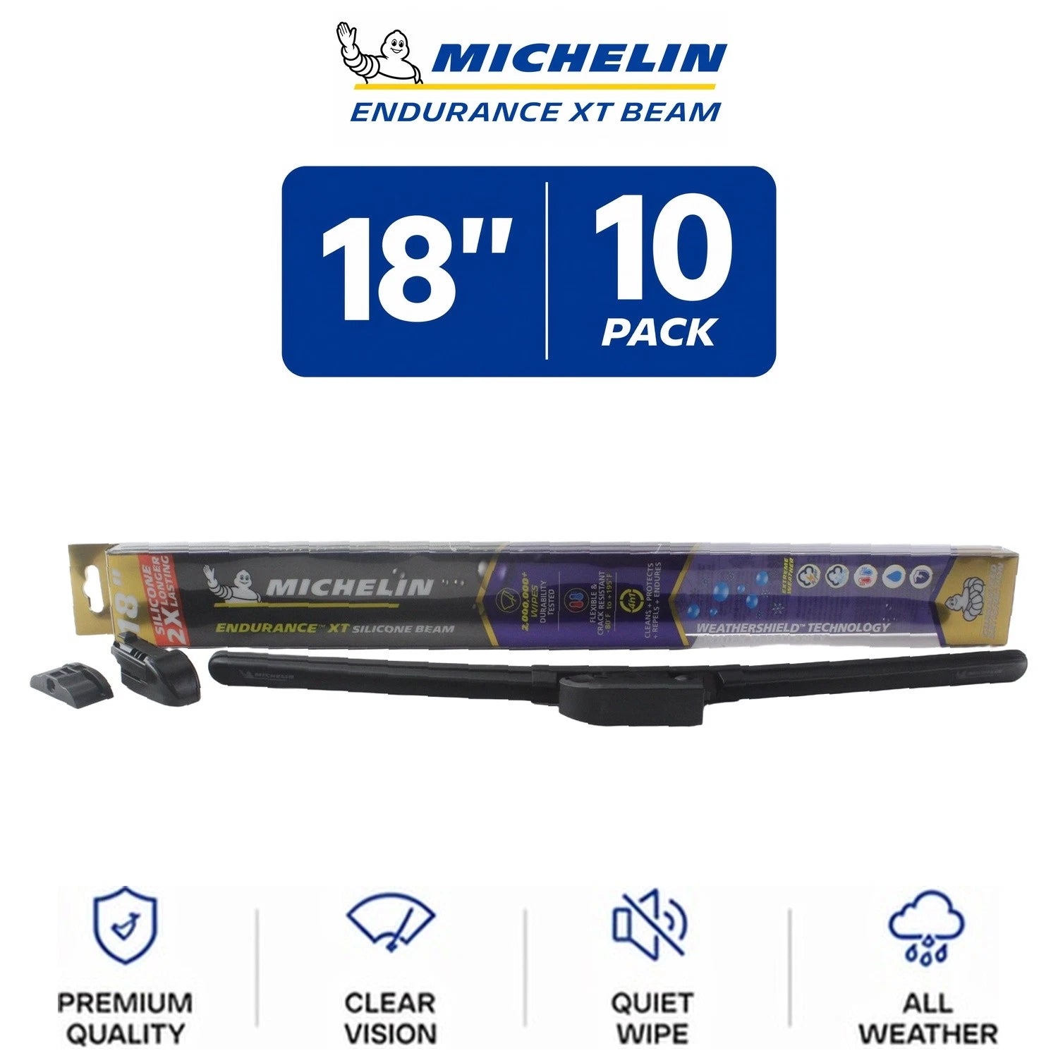 Set of 10 Michelin Endurance XT Beam Wiper Blades 18" All-Weather