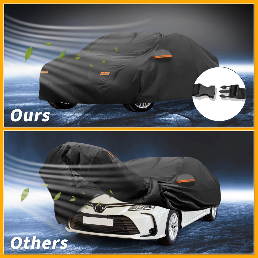 Waterproof Car Cover for Toyota Corolla (210D-PU, Black, Zippers)