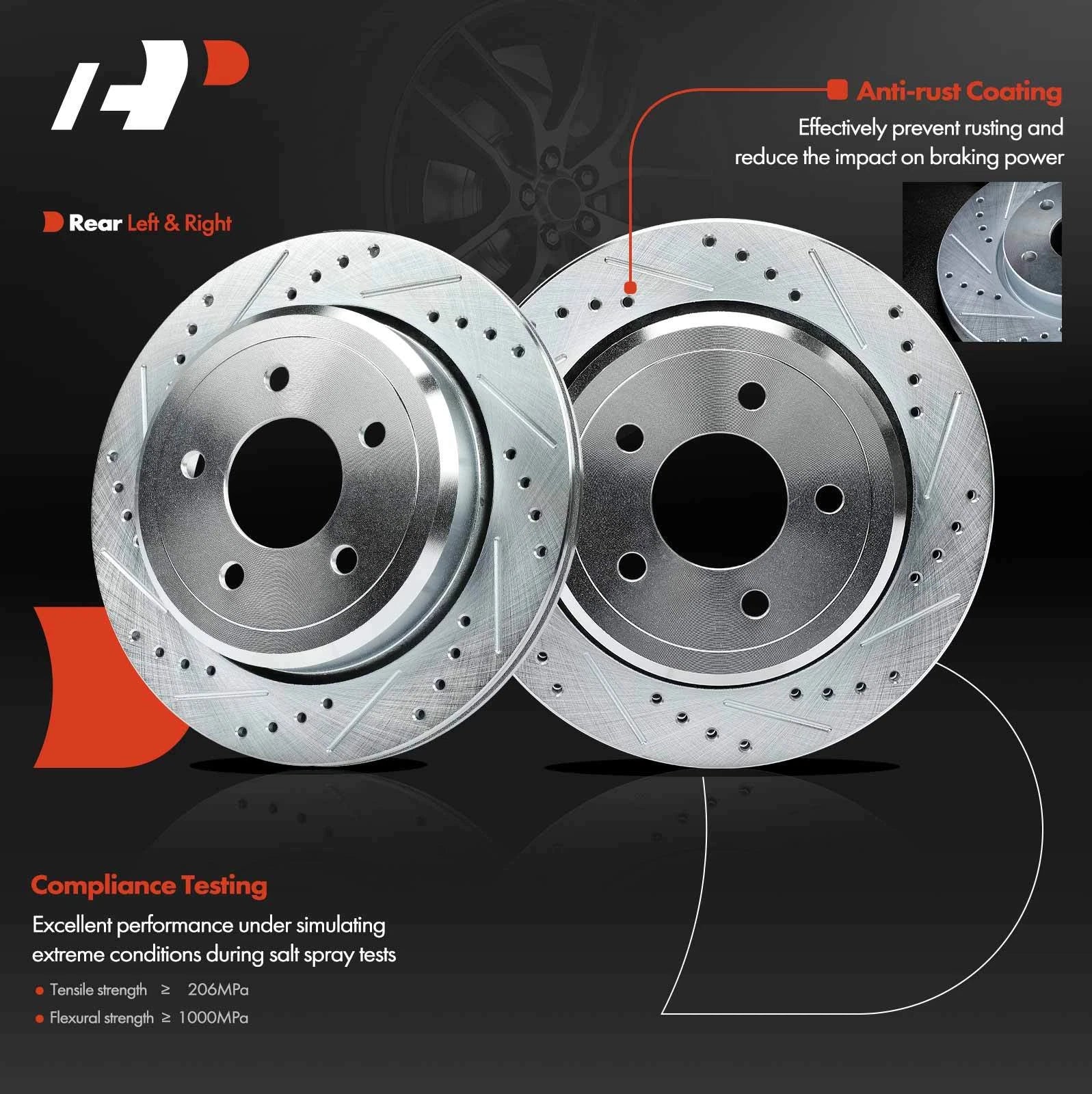 Drilled Brake Rotors for Ford Crown Victoria Mercury Grand Marquis