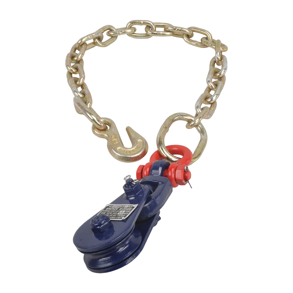 2Pcs 3" Snatch Block with Shackle & Chain for Wrecker Car Carrier