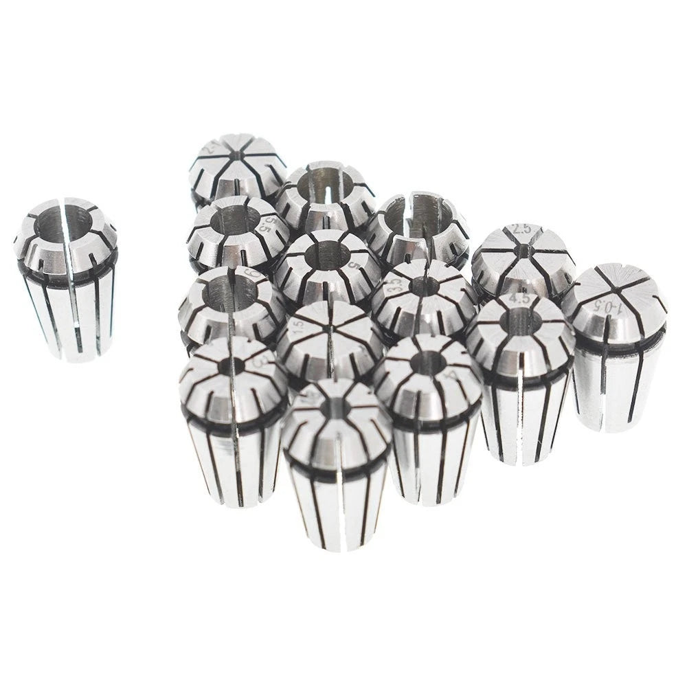 Set of 15 Spring Collets for CNC Milling Tool (1/16"-3/4")